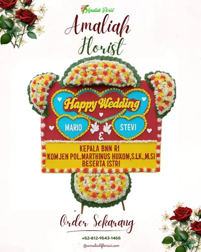 Karangan Papan Bunga Pernikahan banua anyar